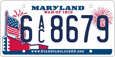 MD license plate 6AC8679