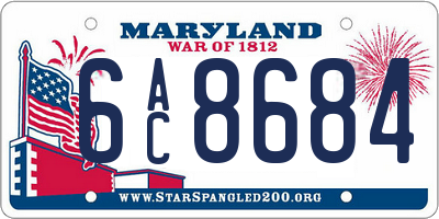 MD license plate 6AC8684