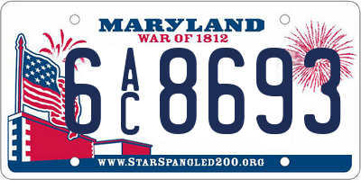 MD license plate 6AC8693