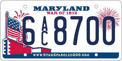 MD license plate 6AC8700