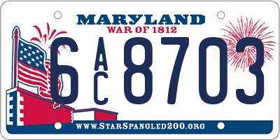 MD license plate 6AC8703