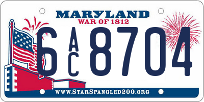 MD license plate 6AC8704