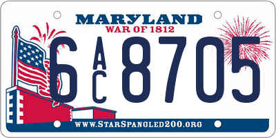 MD license plate 6AC8705
