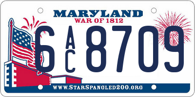 MD license plate 6AC8709
