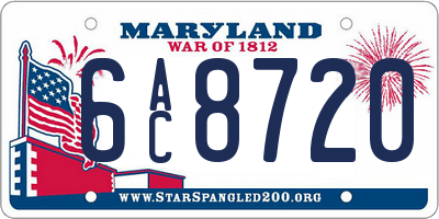 MD license plate 6AC8720