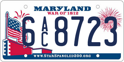 MD license plate 6AC8723