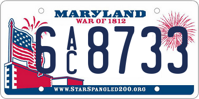 MD license plate 6AC8733