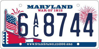 MD license plate 6AC8744