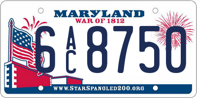 MD license plate 6AC8750