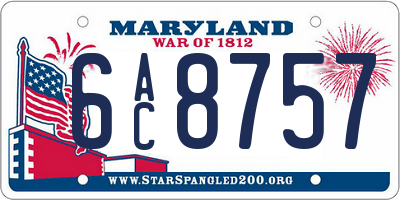 MD license plate 6AC8757