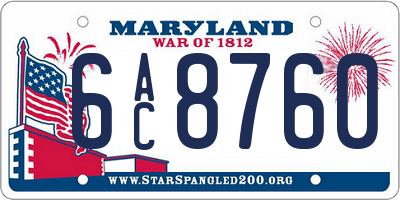 MD license plate 6AC8760