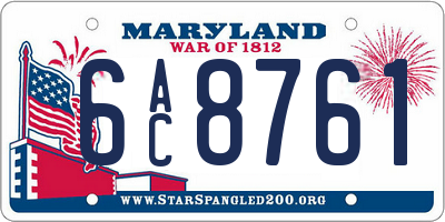 MD license plate 6AC8761