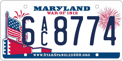 MD license plate 6AC8774