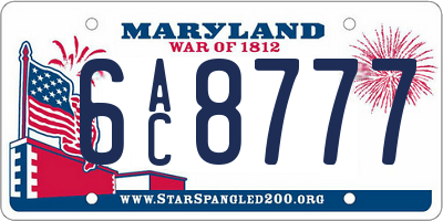 MD license plate 6AC8777