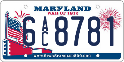 MD license plate 6AC8781
