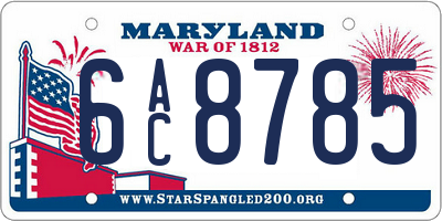 MD license plate 6AC8785
