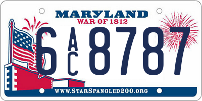 MD license plate 6AC8787