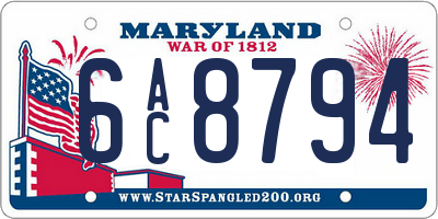 MD license plate 6AC8794