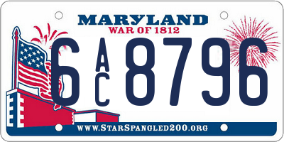 MD license plate 6AC8796