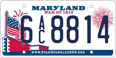 MD license plate 6AC8814
