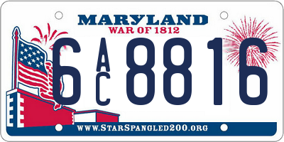 MD license plate 6AC8816