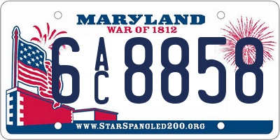 MD license plate 6AC8858