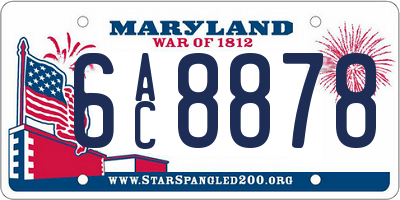 MD license plate 6AC8878