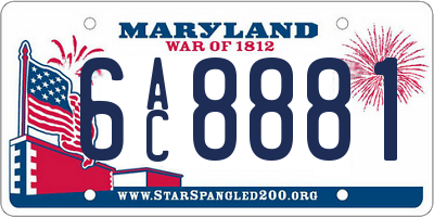 MD license plate 6AC8881