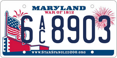 MD license plate 6AC8903