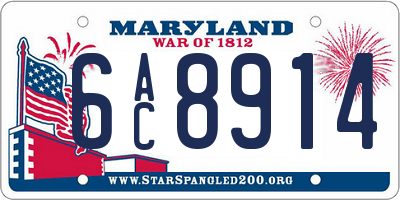 MD license plate 6AC8914