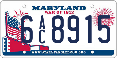 MD license plate 6AC8915