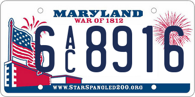 MD license plate 6AC8916