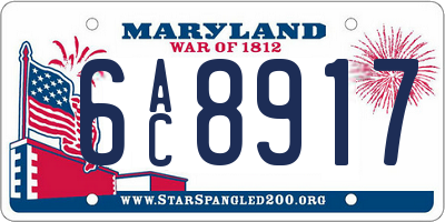 MD license plate 6AC8917