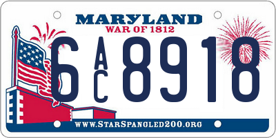 MD license plate 6AC8918