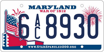 MD license plate 6AC8930