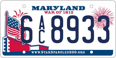 MD license plate 6AC8933