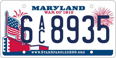 MD license plate 6AC8935