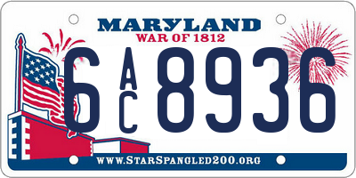 MD license plate 6AC8936