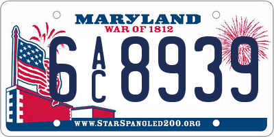 MD license plate 6AC8939