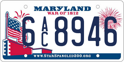 MD license plate 6AC8946