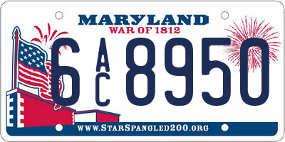 MD license plate 6AC8950