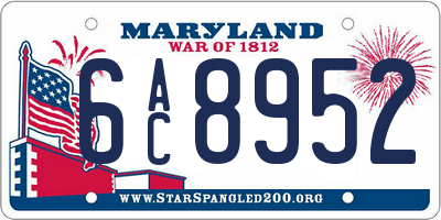 MD license plate 6AC8952