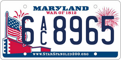 MD license plate 6AC8965