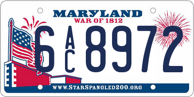 MD license plate 6AC8972