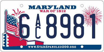MD license plate 6AC8981