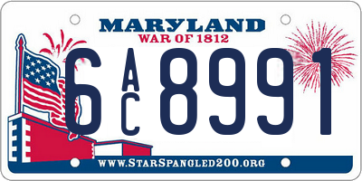 MD license plate 6AC8991