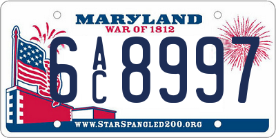 MD license plate 6AC8997