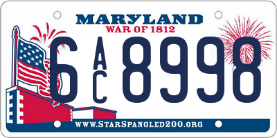 MD license plate 6AC8998