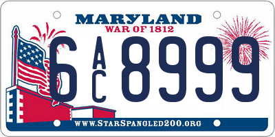 MD license plate 6AC8999