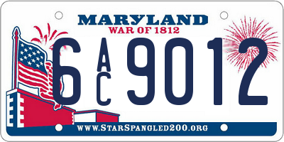 MD license plate 6AC9012